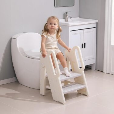 Триттлер Hoopyosms для дітей, 2/3-рівневий, регульована висота, складна конструкція, з поручнями, антиковзаюча поверхня, для ванної та кухні, сірий