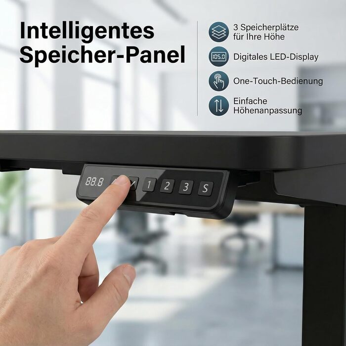 Електричний стіл Homall з регулюванням висоти, 2 мотори, підйом до 100 кг, телескопічний, пам'ять, захист від зіткнень (чорний)
