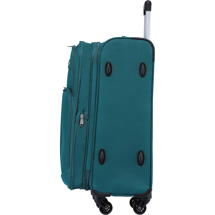 Чемодан BEIBYE з тканини, колір бірюзовий, середній, 64 см, з кодовим замком та додатковою кишенею