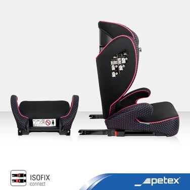 Автокрісло PETEX з ISOFIX - стандарт i-Size згідно ECE R129 для дітей зростом приблизно 100-150 см, регульоване по висоті дитяче автокрісло в (рожеве, Basic Plus)