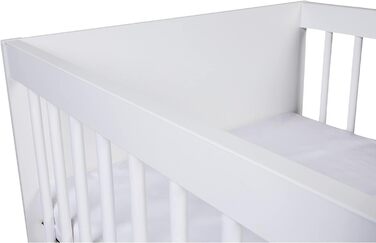 Дитяче ліжко KMbaby TANY White 120x60 см з матрацом - регульоване по висоті ліжечко з соснової деревини