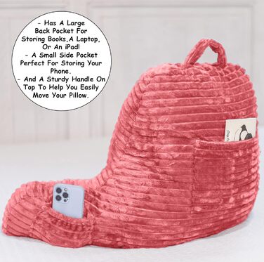 Крісло-мішок Homie з підставкою для зап'ястя, підлокітниками та спинкою для відпочинку, читання, роботи за ноутбуком та перегляду телевізора (біле). Розмір: Small, Колір: Rose