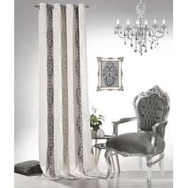 Штора з люверсами в стилі бароко 245х140 см, непрозора, натуральне срібло, лляна штора