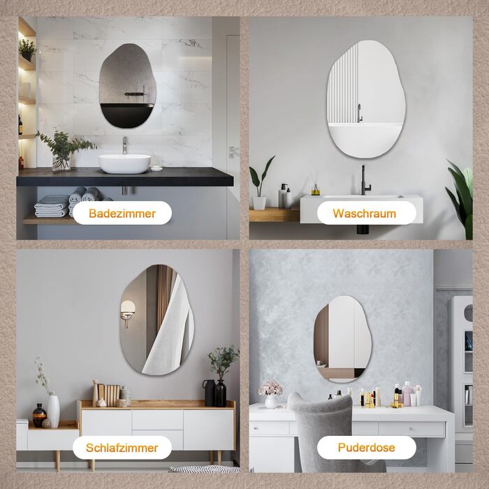 Дзеркало для ванної кімнати Boromal, чорне, 55x80 см, вертикальне/горизонтальне, для ванної, вітальні, гостьового WC