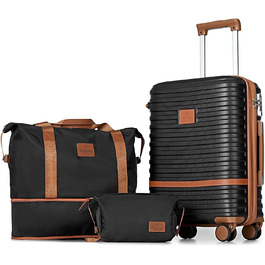 Дорожня валіза Joyway від ABS Hard Shells Розширюваний набір валіз-візків із замком TSA та 4 колесами Комплекти ручної поклажі включають 1 дорожню сумку та 1 сумку для туалетного приладдя чорного кольору