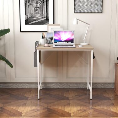 Малий письмовий стіл Panana 805075 см Комп'ютерний стіл Офісний стіл з тримачем для навушників і сумкою для зберігання, невеликий письмовий стіл для дому, офісу (бежевий), BOCD01-EN