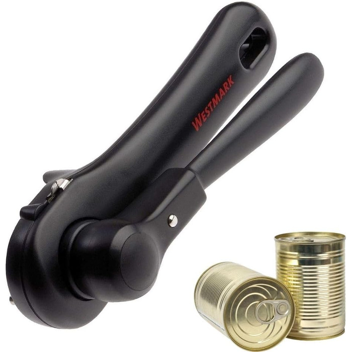 Відкривачка для банок Westmark з пружинним механізмом та плоскогубцями, 17.5 см, нержавіюча сталь/пластик, чорний