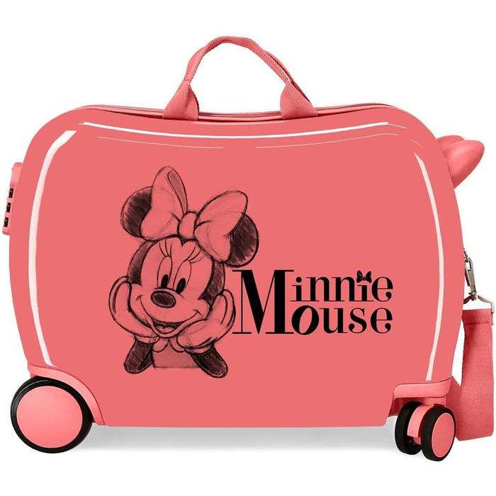 Дитяча валіза Disney Minnie in Love рожева, 50x38x20 см, ABS, кодовий замок, 34л, 1,8кг, 4 колеса, ручна поклажа