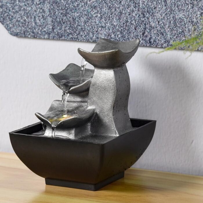 Фонтан для дому Zen'Light Boro: розслаблюючий водоспад з LED-підсвіткою для вітальні, спальні, офісу. Ідеальний для медитації та релаксації. Замкнутий цикл, H 18 см