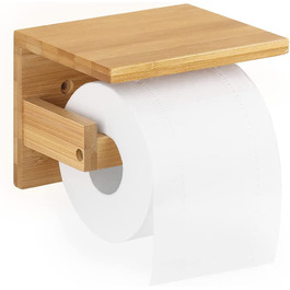 Тримач для туалетного паперу Ecooe з полицею, тримач туалетного паперу без свердління, тримач туалетного паперу Тримач для рулону туалетного паперу Тримач туалетного паперу (бамбук, 13,8 x 11 см)