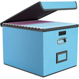 Ящики для зберігання Okydoky з кришками, стильна лляна підвісна коробка з ДВП і паперу, що підходить для дому та офісу, ящик для зберігання файлів і іграшок (BK, ). RU (Небесно-блакитний)
