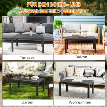 Розкладний столик для балкона/саду: сталевий, прямокутний, стійкий до погодних умов, 101,5 x 61 x 46 см, сірий