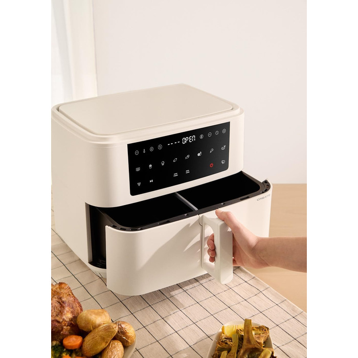 Фритюрниця повітряна 4.2L з паром, 6 програм, 1300W (10L Dual, кремовий)