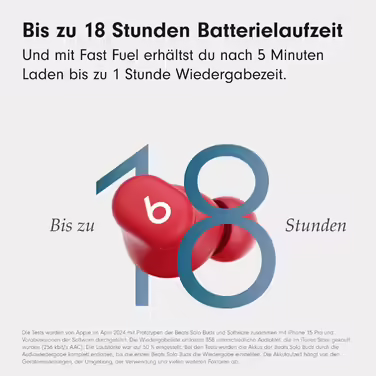 Beats Solo Buds – бездротові Bluetooth In-Ear навушники, 18 годин роботи, сумісні з Apple та Android, з мікрофоном, прозоро-червоні