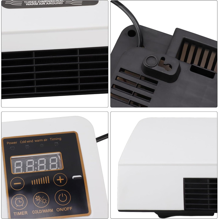 Настінний кондиціонер 2000 Вт, міні-вентилятор з охолодженням опалення, портативні кондиціонери Охолоджувач повітря з таймером дистанційного керування для спальні та ванної кімнати (розетка ЄС)
