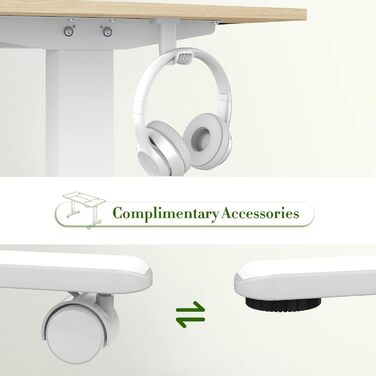 Електричний регульований стіл JUMMICO 160x80 см з зарядкою, комп'ютерний стіл з кабелеуправлінням, ергономічний стіл для сидіння та стояння, білий (бежевий)