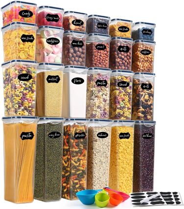 Набір контейнерів для зберігання продуктів YASHE 24 шт. з кришкою, герметичні, BPA-free, для сухої їжі, мюслі, борошна та цукру