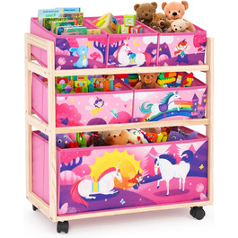 Органайзер для іграшок HOMCENT з колесами та 6 контейнерами великої місткості для дитячої кімнати, дівчачої кімнати