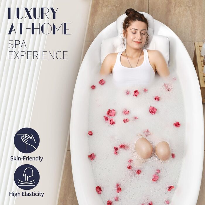 Подушка для ванни Ganzkörper - м'яка підтримка голови, шиї та спини. Біла подушка для ванни 129,5 x 40,6 см