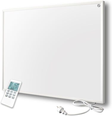 Інфрачервовий обігрівач Byecold 580 Вт з термостатом, настінний, білий + пульт, енергозберігаючий, захист від перегріву