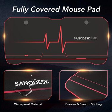 Ігровий стіл SANODESK з регулюванням висоти, 160 см, чорний