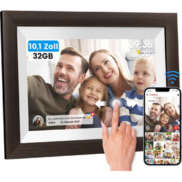 Цифровий фоторамка Mejasg 10.1 дюйма з Wi-Fi, 32GB, IPS сенсорний екран, автоповорот, для фото та відео, з дерева