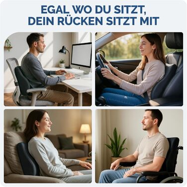 Ергономічна подушка під спину Blumtal з ефектом пам'яті (Memory Foam), підтримуюча подушка під поперек з чохлом OEKO-TEX