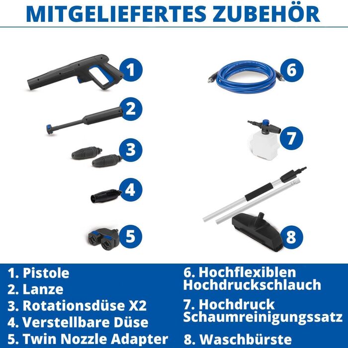 AR Blue Clean високонапірний мийник e-4 TWINFLOW D з Dualtech System та Power Brush (2500 Вт, 150 бар, 810 л/год) + мийка для поверхні 150 бар