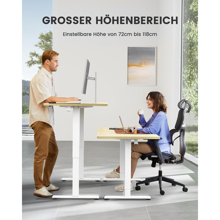 Електричний регульований стіл ErGear 120 x 60 см з пам'яттю, для дому та офісу, світле дерево