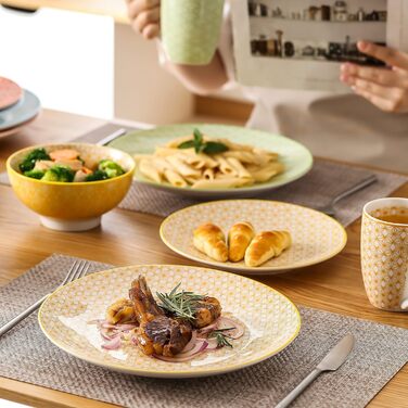 Порцеляновий набір посуду Haruka, 48 предметів - Mness aptieka Круглий обідній сервіз на 12 персон, включає чашки, миски, десертні тарілки та обідні тарілки (Natsuki, сервіз із 48 предметів)
