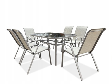 Комплект садових металевих меблів Focus Garden обідній, бежевий, 7 предметів