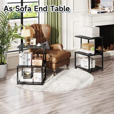 Підставка для принтера CAIYUN з колесами, 3 рівня, чорна, 30x44x65 см