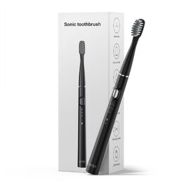 Звукова зубна щітка LAMES ультралегка та компактна, до 100 днів роботи від акумулятора, 3 режими чищення, Smart-Timer, USB зарядка, чорна