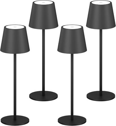 LED настільна лампа K-Bright з регулюванням яскравості, акумуляторна, бездротова, 36.5 см, тепле світло 2700K, USB-C, IP54, пісочний колір (чорний)