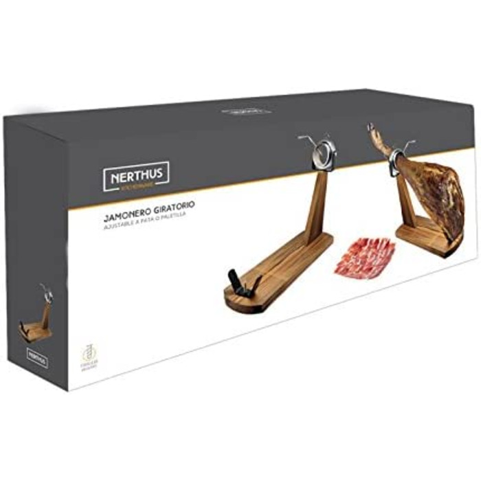 Підставка для шинки NERTHUS FIJ 255, дерев'яна, 45.5 x 18 x 8 см, без ножа