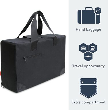 Сумка для ручної поклажі achilles, складна Дорожня сумка на борту, складна Дорожня сумка, сумка для короткострокових поїздок, Багаж для авіаперельотів, Сумка для літака, валіза для вихідних, 51 см х 32 см х 17 см (чорний )