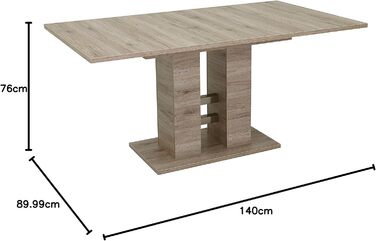 Тік Hela Helena: висувний стіл з синхронним витягом, 140-220x90 см, шпон дуба Сан Ремо