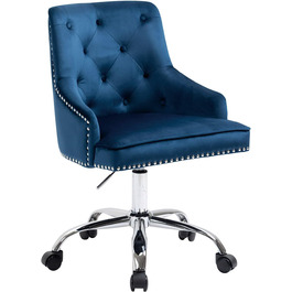 Крісло офісне Fiximaster з велюру, поворотне, з роликами, регульоване по висоті, для макіяжу, з золотими ніжками, сучасне, для офісу, спальні або туалетного столика, до 135 кг (Блакитне)