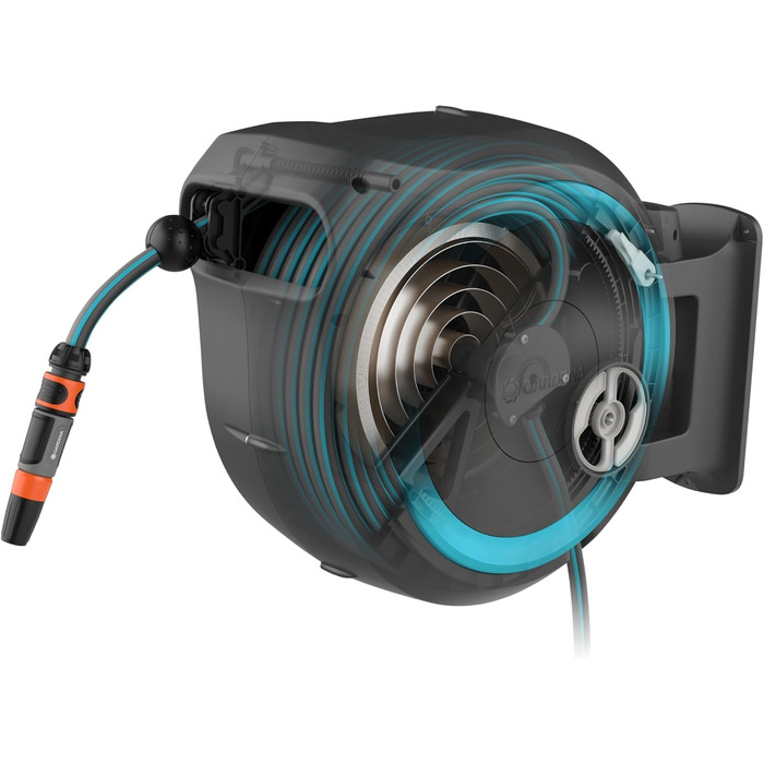 Шланг садовий Gardena RollUp M/L (блакитний) 25 м: гнучкий полив для середніх та великих садів, поворотний, з 25 м шлангом преміум-якості та монтажним комплектом (18620-20)