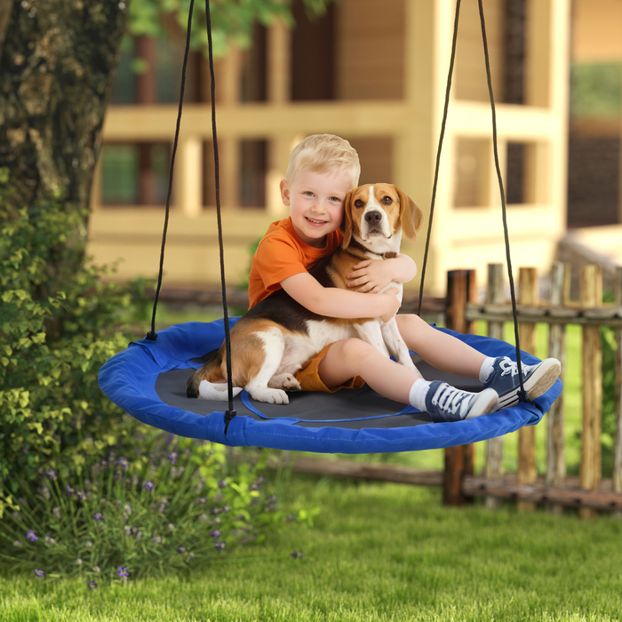 Зупинка для гнізда Outsunny Ø110 см, до 150 кг, дитяча гойдалка з регулюванням, сталь, блакитна
