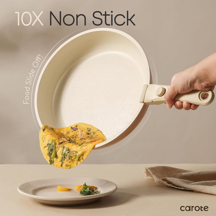 Набір каструль та сковорідок CAROTE 5 шт. ручка, індукційний посуд, з антипригарним покриттям