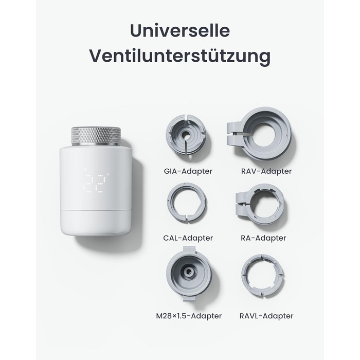 SwitchBot Smart Термостат на радіатор Bluetooth з керуванням через додаток, таймером, енергозбереженням, сумісний з Alexa, Apple Home та Home Assistant (потрібен Hub) - Matter Combo