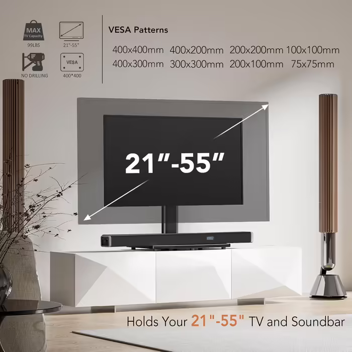 Універсальна скляна підставка для телевізора LCD/LED, регульована по висоті, тумба-стенд для телевізорів 21-47 дюймів, тримач для пласких екранів, меблевий стіл-підставка