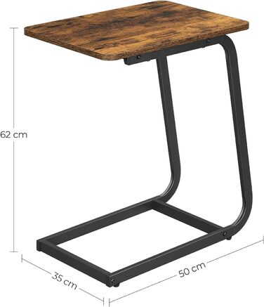 Вінтажний журнальний столик Acaza, ідеально підходить для дивана або ліжка, 50 x 62 x 35 см, чорно-коричневий маррон