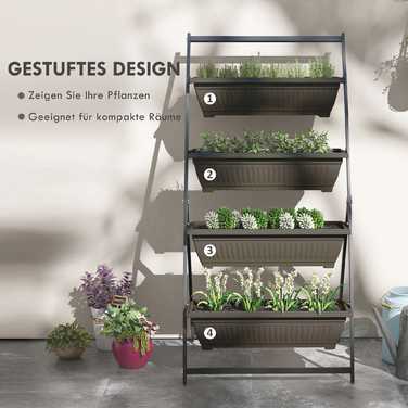 Підставка для квітів, багатоярусна, стійка до погодних умов, 76 см x 79 см x 162 см, Колір: Коричневий