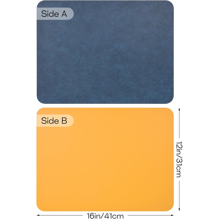 Набори килимків на стіл з PU-шкіри, термостійкі, 6 шт. 40x30 см, блакитно-жовті. Для кухні, дому, пікніка, вечірки. Водостійкі, миючі.