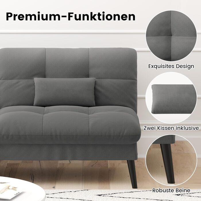 Диван-ліжко LUCKRACER 3-місний з регулюванням кута нахилу, сірий, для вітальні та квартири