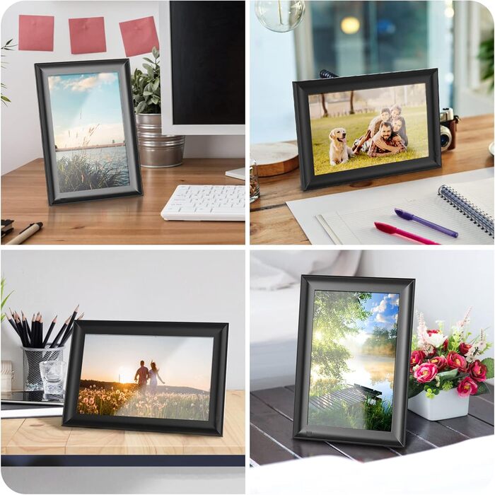 Цифровий фоторамка OBVHNUA 10.1' з 128 ГБ пам'яті, без Wi-Fi, IPS-дисплей 1280*800, відтворення фото, музики, відео, календар, USB/SD, настінний монтаж