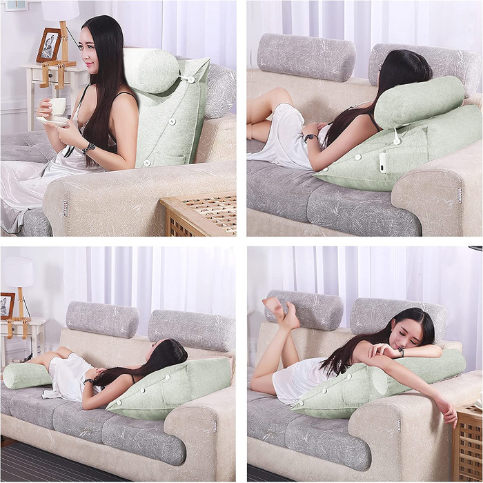 Подушка для спини, трикутна подушка для тіла, подушка для читання, 60 см (біла)