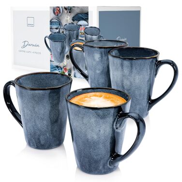 Набір посуду SÄNGER Darwin на 12 осіб, кераміка, блакитний: тарілки обідні, десертні, глибокі - PREMIUM COLLECTION